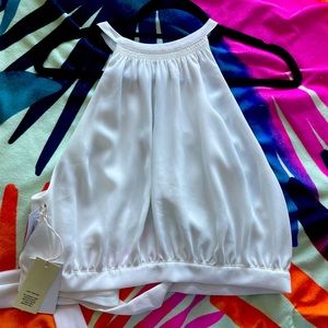 NWT Aritzia White Crop Top Wilfred New Cadence Blouse